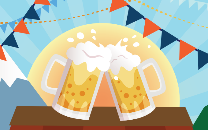 Beer glasses at a festival