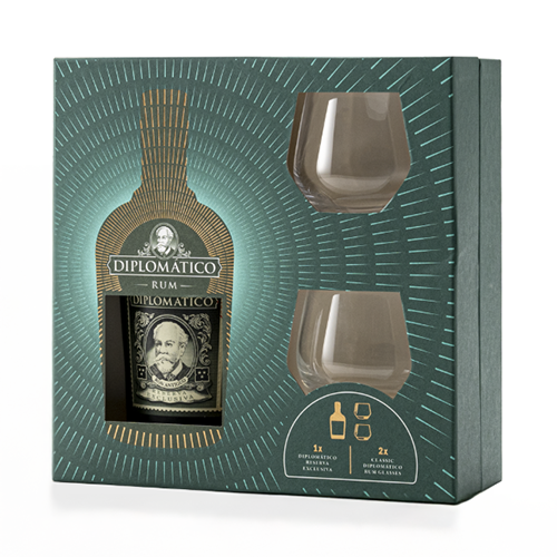 Diplomatico Reserva box set with 2 rocks glasses