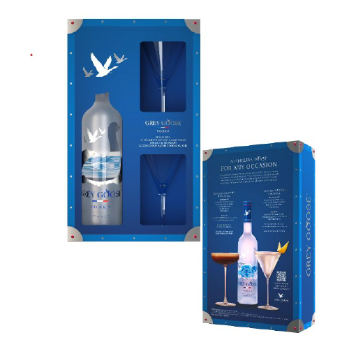Grey Goose gift set with two martini glasses