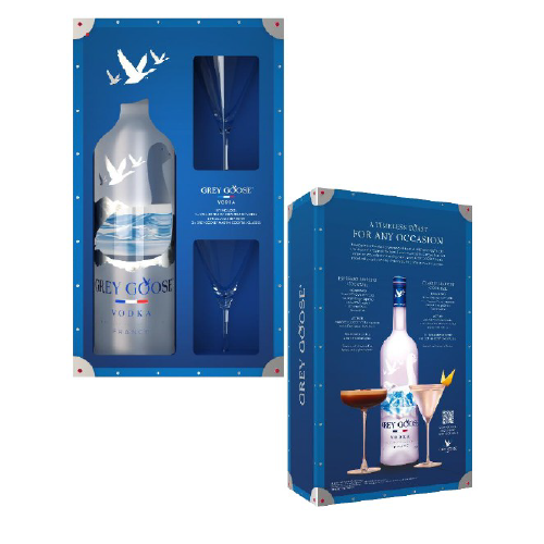 Grey Goose gift set with two martini glasses