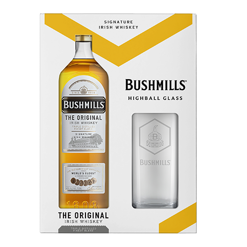 Bushmills Irish whiskey gift set with glass