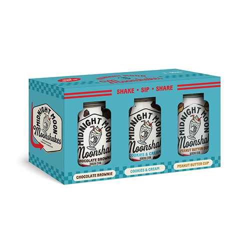 Midnight Moon Moonshake Variety Pack with chocolate, cookies and cream, and peanut butter flavors.