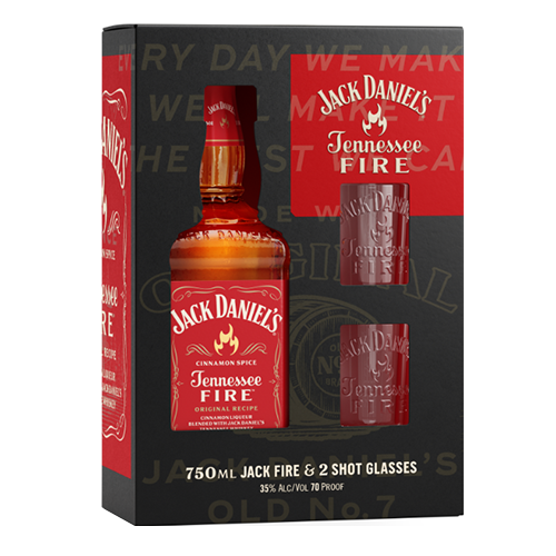 Jack Daniel's Tennessee Fire Gift set with 2 shot glasses