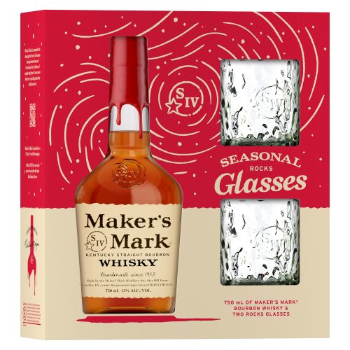 Maker's Mark gift set with two branded rocks glasses