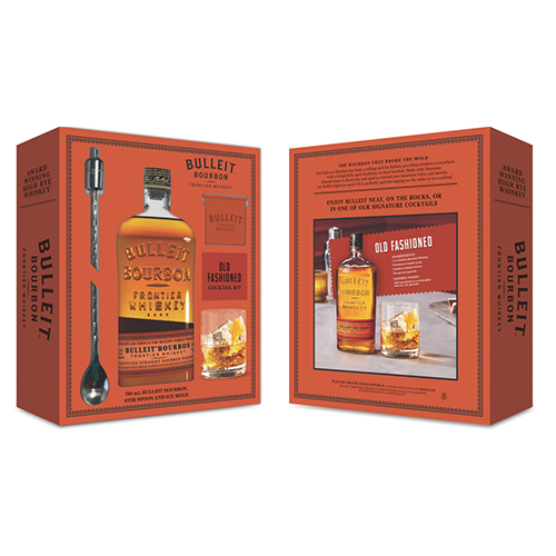 Bulleit Bourbon Cocktail Kit gift set with Ice mold spoon