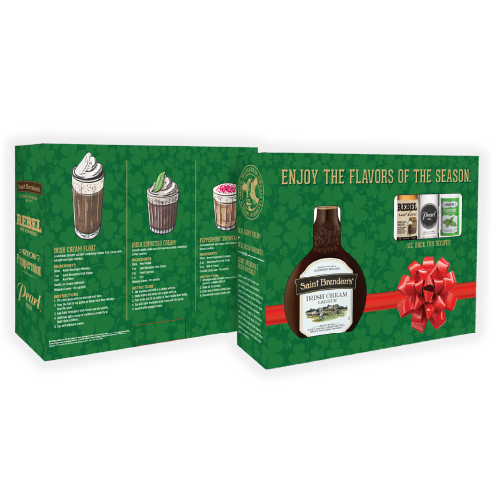St. Brendan's Irish Cream Liqueur bottle in holiday gift box