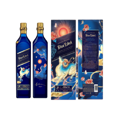 Johnnie Walker Blue Label Chinese New Year Year of the Goat limited edition bottle and commemorative packaging.