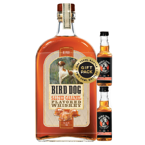 Bird Dog Salted Caramel Flavored Whiskey bottle with minis gift set.