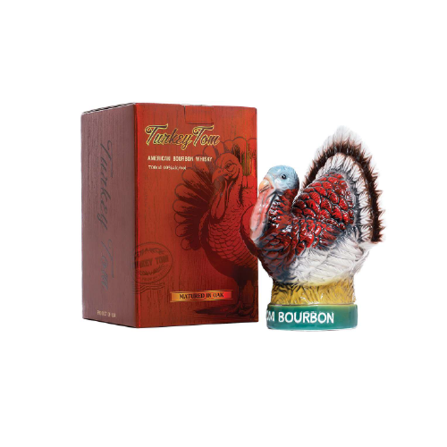 Holiday Box with Bourbon in ceramic Bottle shaped like a turkey