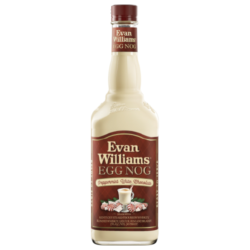 750 mL bottle of Evan Williams Peppermint White Chocolate Southern Nog