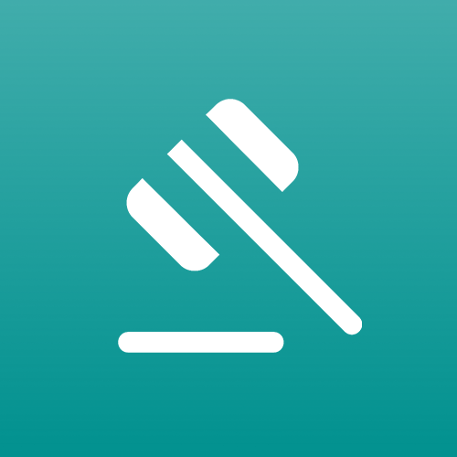 A gavel on a teal background